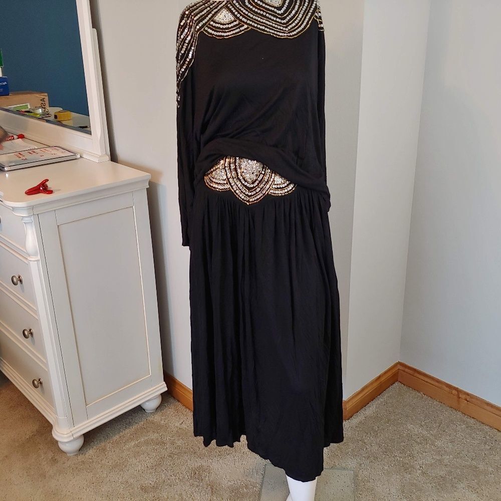 Womens L 2PIECE Bali Collection top‎ & skirt black